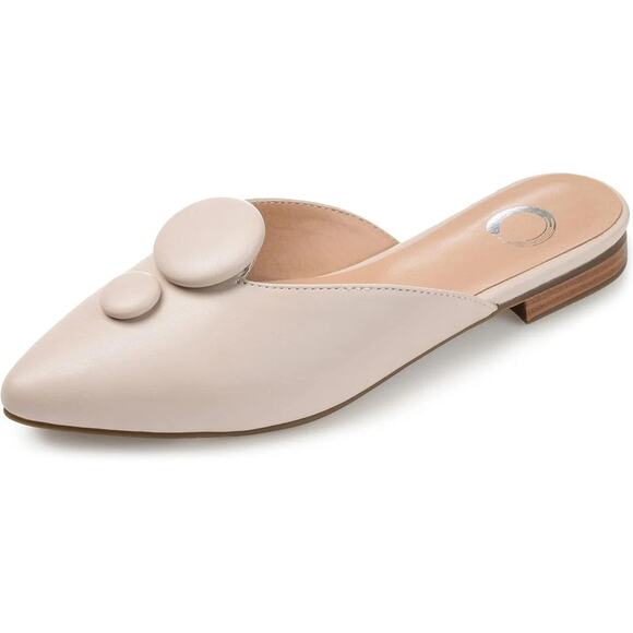 Journee Collection Women's Mallorie Slip Pointed Toe Mules Flats, Nude Size 6M - Picture 1 of 3